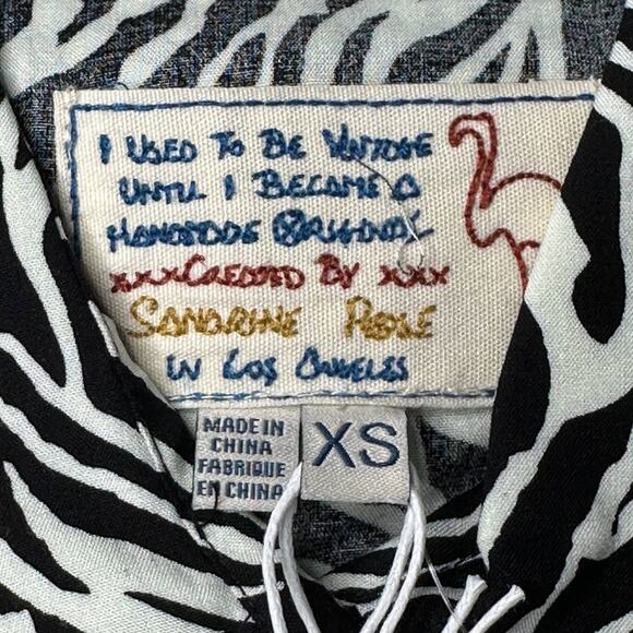 Sandrine Rose Desir Zebra Print S/S Pearl Snap Shirt Women XS NWT Oversized - Picture 2 of 11